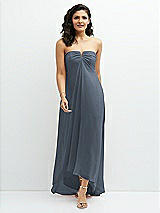 Front View Thumbnail - Silverstone Strapless Draped Notch Neck Chiffon High-Low Dress