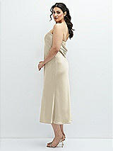 Alt View 2 Thumbnail - Champagne Strapless Midi Bias Column Dress with Peek-a-Boo Corset Back