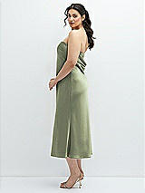 Alt View 2 Thumbnail - Sage Strapless Midi Bias Column Dress with Peek-a-Boo Corset Back