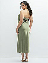 Alt View 3 Thumbnail - Sage Strapless Midi Bias Column Dress with Peek-a-Boo Corset Back