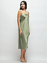 Side View Thumbnail - Sage Strapless Midi Bias Column Dress with Peek-a-Boo Corset Back