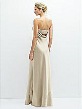 Rear View Thumbnail - Champagne Strapless Maxi Bias Column Dress with Peek-a-Boo Corset Back