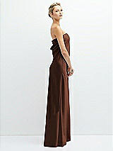 Side View Thumbnail - Cognac Strapless Maxi Bias Column Dress with Peek-a-Boo Corset Back