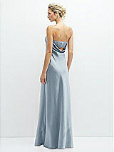 Rear View Thumbnail - Mist Strapless Maxi Bias Column Dress with Peek-a-Boo Corset Back