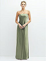 Front View Thumbnail - Sage Strapless Maxi Bias Column Dress with Peek-a-Boo Corset Back