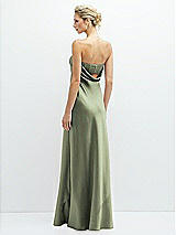 Rear View Thumbnail - Sage Strapless Maxi Bias Column Dress with Peek-a-Boo Corset Back