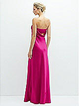 Rear View Thumbnail - Think Pink Strapless Maxi Bias Column Dress with Peek-a-Boo Corset Back