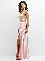 Side View Thumbnail - Champagne Satin Mix-and-Match Draped Midriff Top