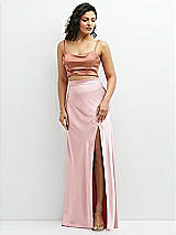 Alt View 1 Thumbnail - Copper Penny Satin Mix-and-Match Draped Midriff Top