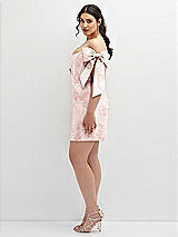 Alt View 3 Thumbnail - Bow And Blossom Print Floral Satin Off-the-Shoulder Bow Corset Fit and Flare Mini Dress