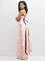 Side View Thumbnail - Bow And Blossom Print Floral Strapless Draped Bodice Column Dress with Oversized Bow
