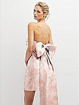 Alt View 1 Thumbnail - Bow And Blossom Print Floral Strapless Satin Column Mini Dress with Oversized Bow