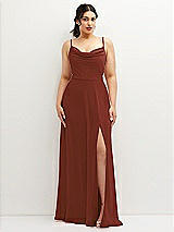 Front View Thumbnail - Auburn Moon Soft Cowl-Neck A-Line Maxi Dress with Adjustable Straps