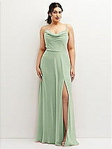 Front View Thumbnail - Celadon Soft Cowl-Neck A-Line Maxi Dress with Adjustable Straps