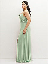 Side View Thumbnail - Celadon Soft Cowl-Neck A-Line Maxi Dress with Adjustable Straps