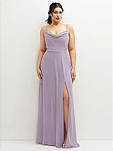 Front View Thumbnail - Lilac Haze Soft Cowl-Neck A-Line Maxi Dress with Adjustable Straps