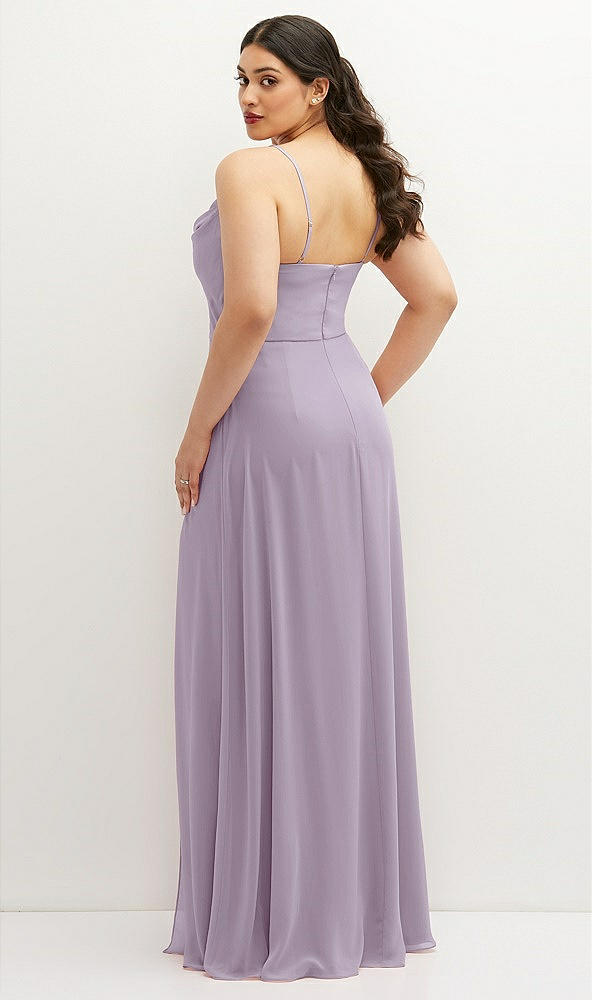 Back View - Lilac Haze Soft Cowl-Neck A-Line Maxi Dress with Adjustable Straps