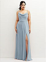 Front View Thumbnail - Mist Soft Cowl-Neck A-Line Maxi Dress with Adjustable Straps