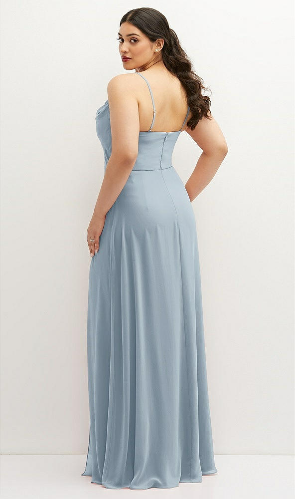 Back View - Mist Soft Cowl-Neck A-Line Maxi Dress with Adjustable Straps