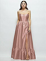 Front View Thumbnail - Neu Nude Strapless Cat-Eye Boned Bodice Maxi Dress with Ruffle Hem