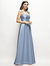 Side View Thumbnail - Cloudy Square-Neck Satin Maxi Dress with Full Skirt
