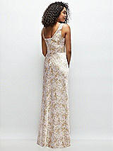 Rear View Thumbnail - Golden Hour One-Shoulder Draped Cowl A-Line Floral Satin Maxi Dress