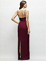 Rear View Thumbnail - Cabernet Corset-Style Crepe Column Maxi Dress with Adjustable Straps