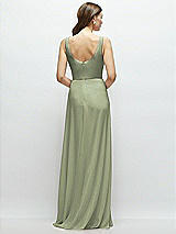 Rear View Thumbnail - Sage Square Neck Chiffon Maxi Dress with Circle Skirt