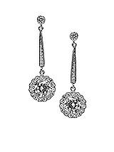 Front View Thumbnail - Cubic Zirconia Drop Flower CZ Solitaire Earrings