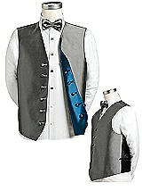 Rear View Thumbnail - Charcoal Gray & Ocean Blue Reversible Tuxedo Vests by After Six