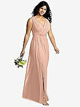 Alt View 4 Thumbnail - Pale Peach Sleeveless Draped Chiffon Maxi Dress with Front Slit