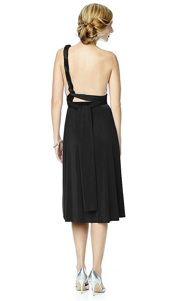 Back View - Black Twist Wrap Convertible Cocktail Dress