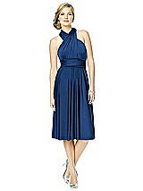 Alt View 3 Thumbnail - Estate Blue Twist Wrap Convertible Cocktail Dress