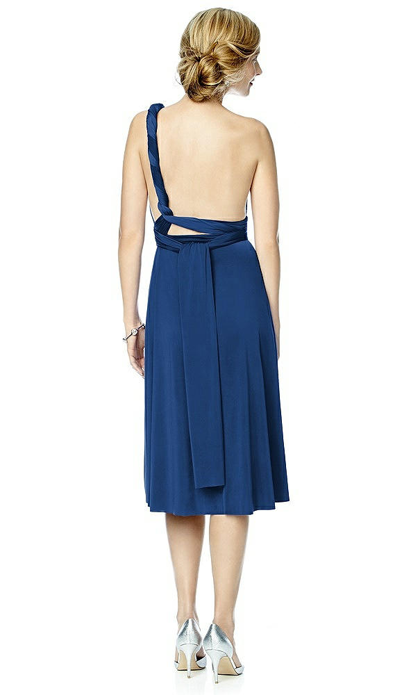 Back View - Estate Blue Twist Wrap Convertible Cocktail Dress