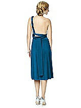 Rear View Thumbnail - Ocean Blue Twist Wrap Convertible Cocktail Dress