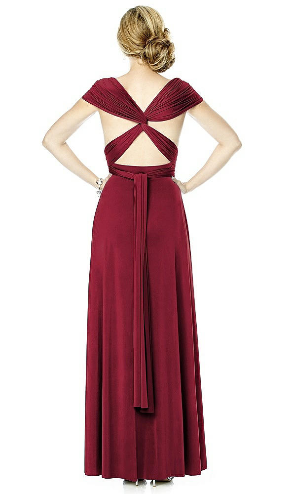 Back View - Burgundy Twist Wrap Convertible Maxi Dress