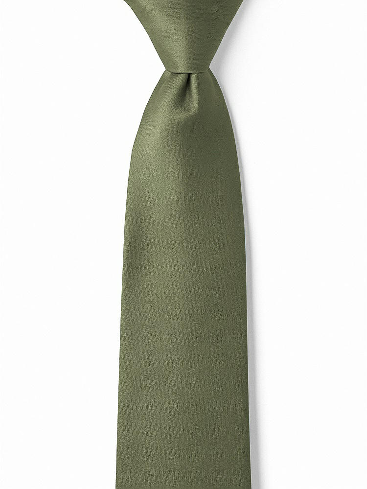 Front View - Moss Matte Satin Boy's 14" Zip Necktie by After Six