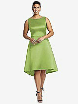 Front View Thumbnail - Mojito Bateau Neck Satin High Low Cocktail Dress