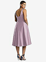 Rear View Thumbnail - Suede Rose Bateau Neck Satin High Low Cocktail Dress