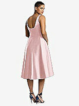 Rear View Thumbnail - Ballet Pink Bateau Neck Satin High Low Cocktail Dress