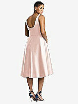 Rear View Thumbnail - Blush Bateau Neck Satin High Low Cocktail Dress