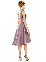 Alt View 2 Thumbnail - Dusty Rose Bateau Neck Satin High Low Cocktail Dress