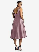 Rear View Thumbnail - Dusty Rose Bateau Neck Satin High Low Cocktail Dress