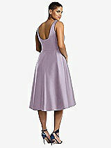 Rear View Thumbnail - Lilac Haze Bateau Neck Satin High Low Cocktail Dress