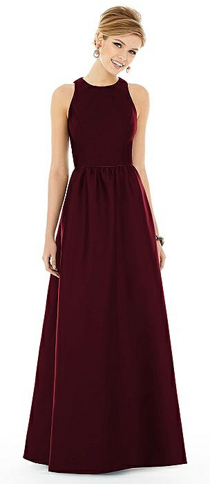 Sleeveless Keyhole Back Satin Maxi Dress