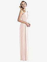 Side View Thumbnail - Blush One-Shoulder Draped Bodice Column Gown