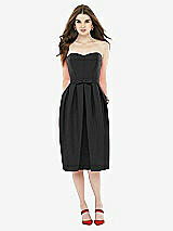 Front View Thumbnail - Black Midi Natural Waist Strapless Dress