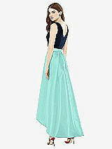 Rear View Thumbnail - Coastal & Midnight Navy Sleeveless Pleated Skirt High Low Dress with Pockets