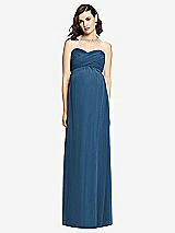 Front View Thumbnail - Dusk Blue Draped Bodice Strapless Maternity Dress