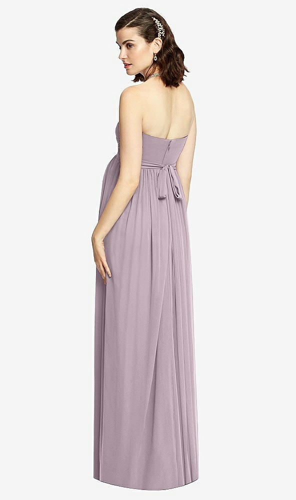 Back View - Lilac Dusk Draped Bodice Strapless Maternity Dress